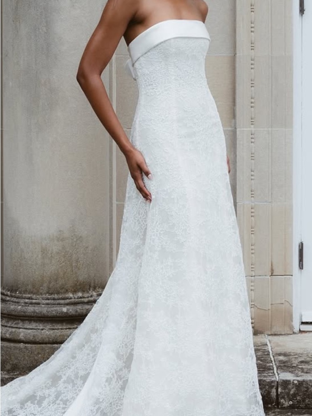 Jenny Yoo Strapless Lace A-Line Wedding Dress in White